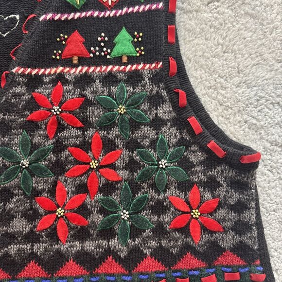 Vintage Segue Sweater Vest Womens Large Ugly Christmas 3D All Over Art To Wear - Picture 4 of 14